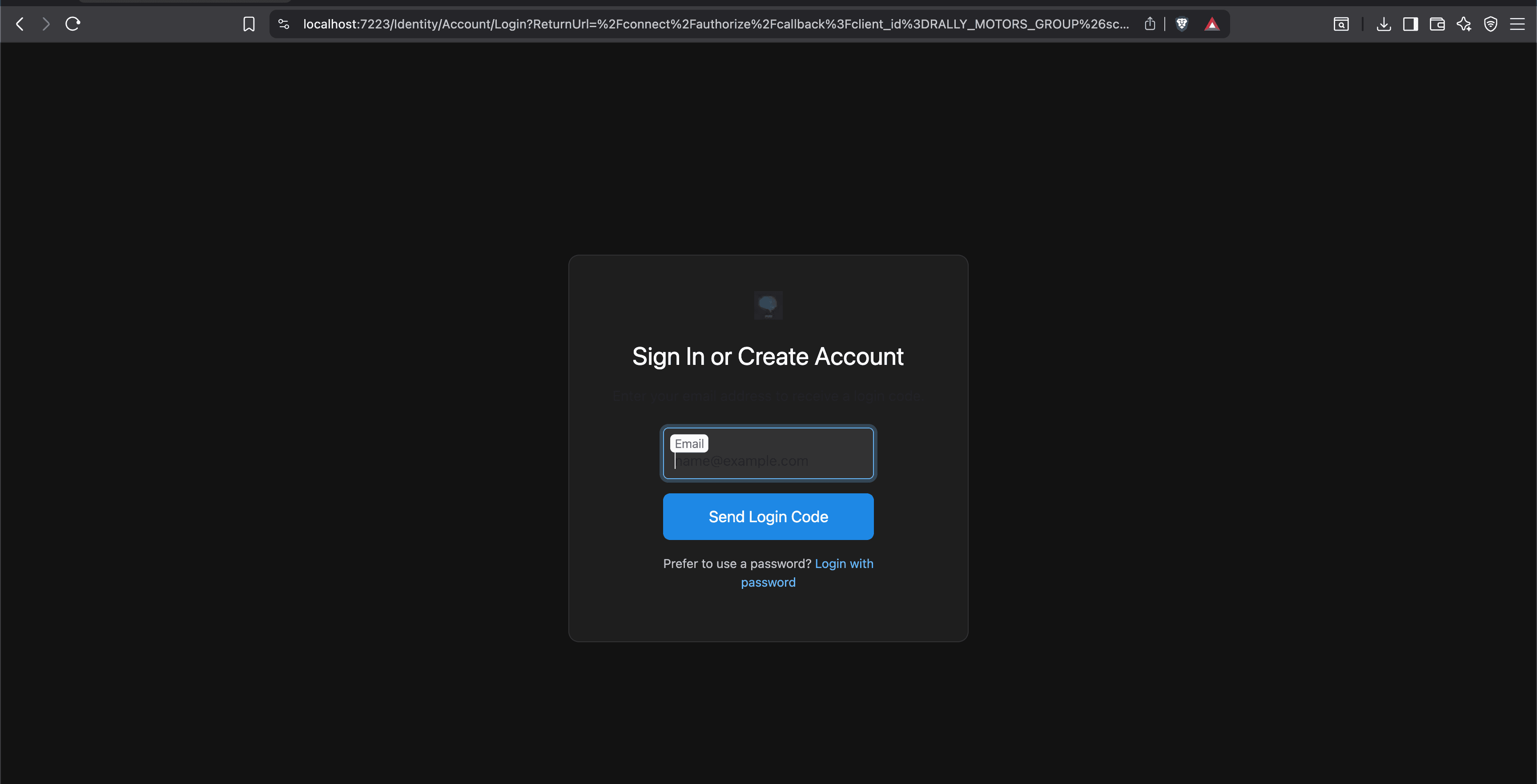 Login screen requesting your email.
