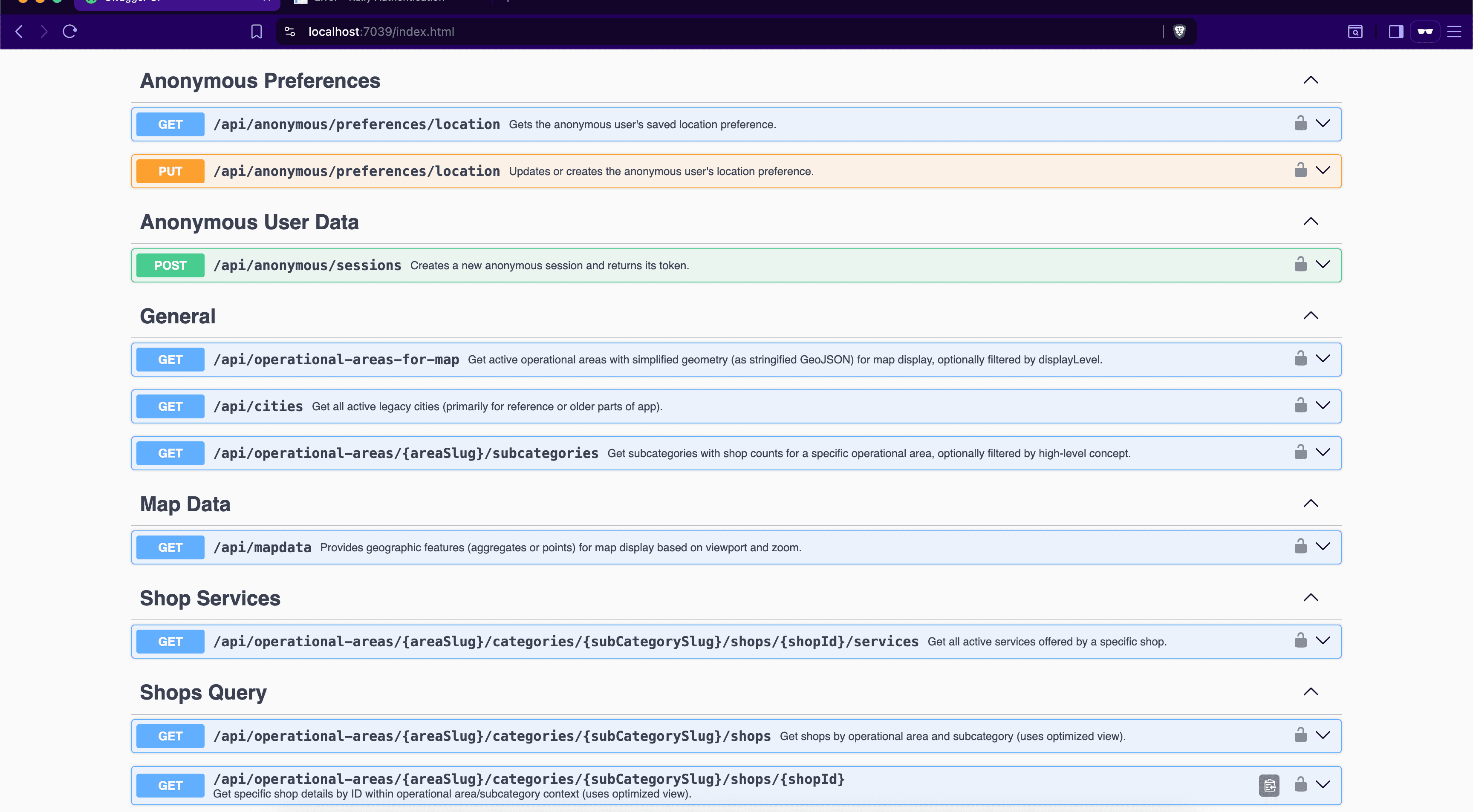 Backend API documentation in Swagger.