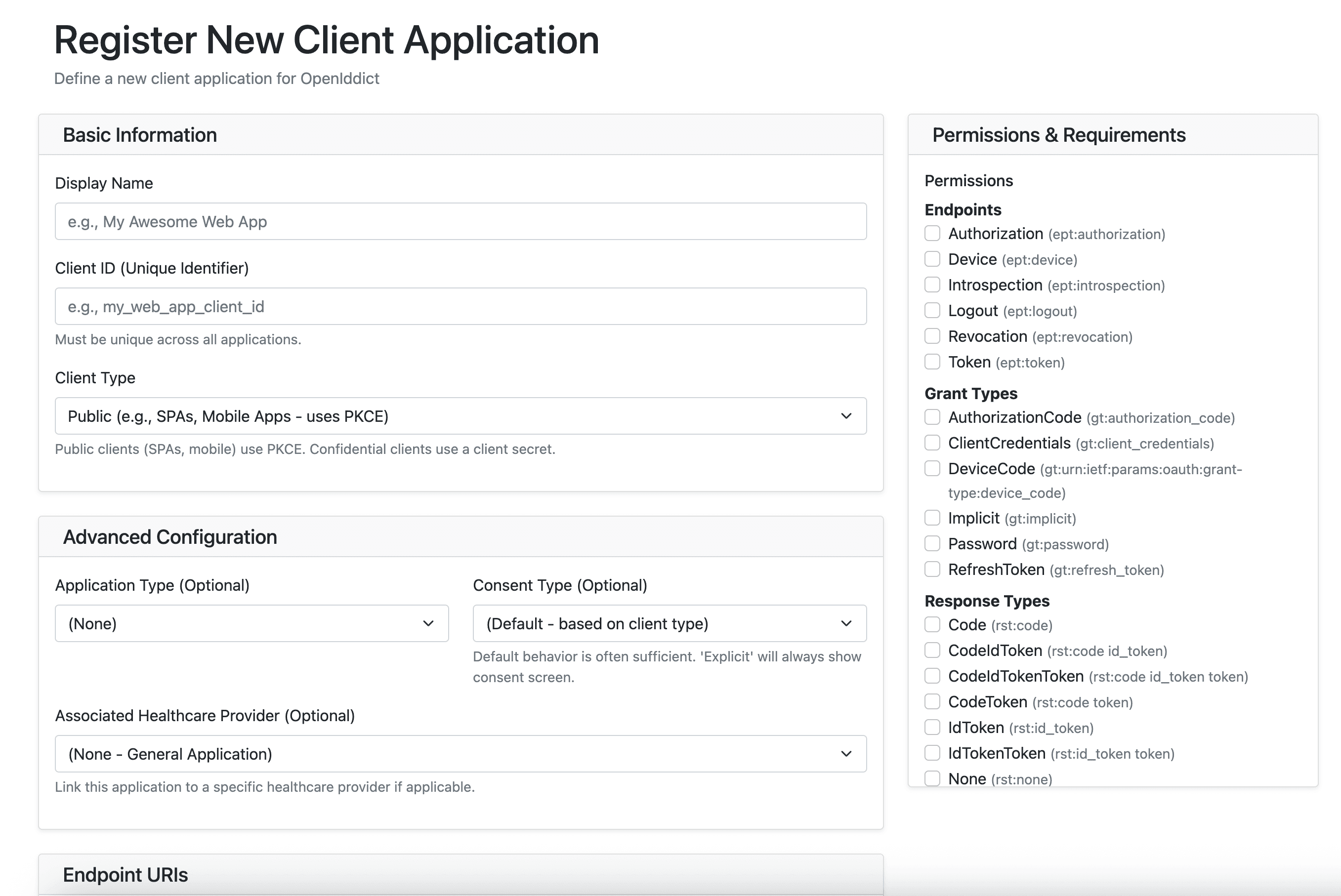 Registering a new client.